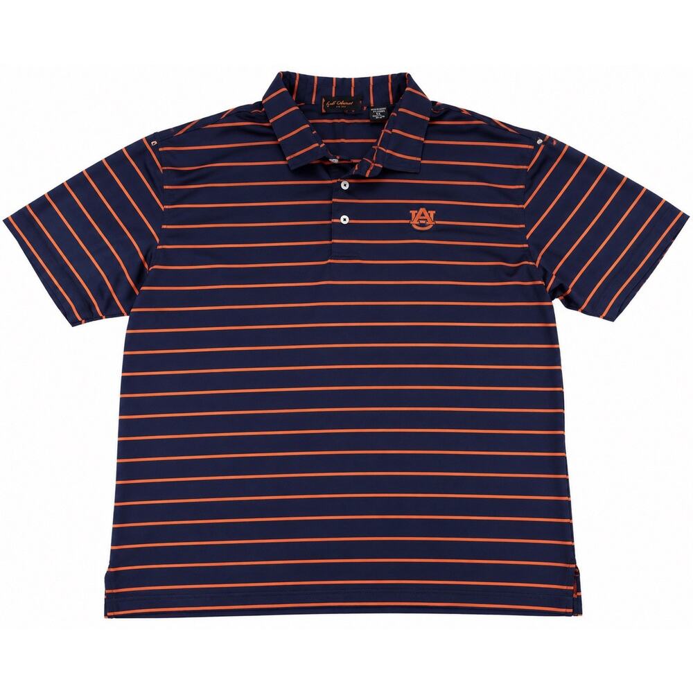 Auburn Tiger’s Golf Polo Shirt Men’s XL Navy Orange Striped Performance Stretch